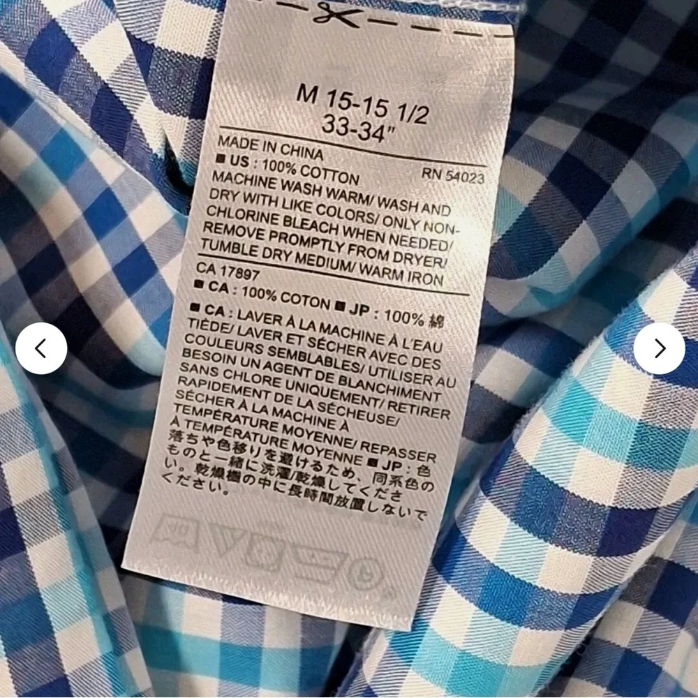 Banana Republic Shirt Mens M Blue Check Long Sleeve Slim Fit Non-Iron